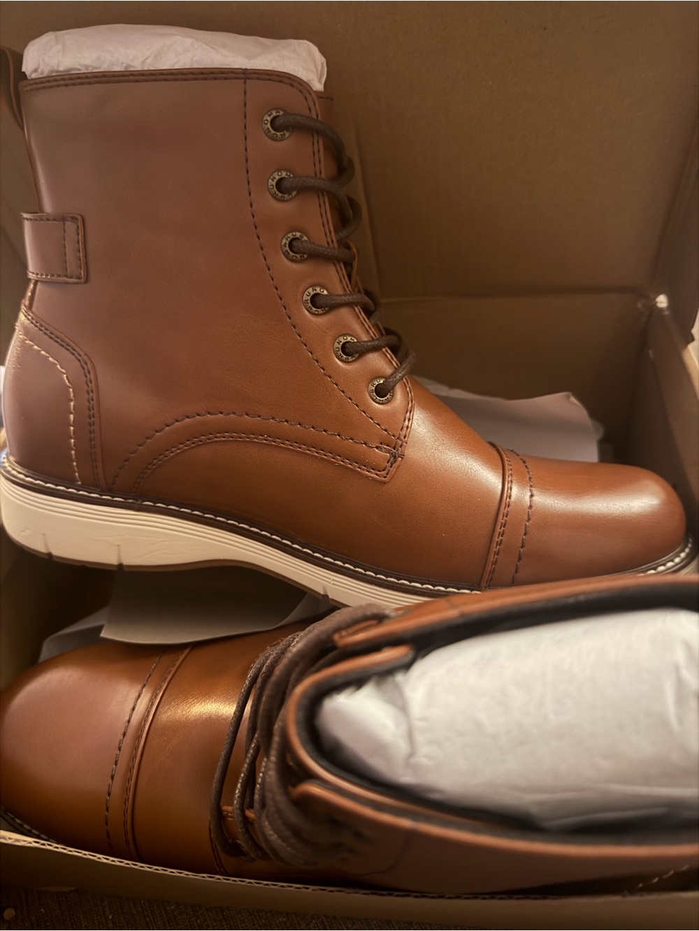 Bruno Marc Size 8.5 Brien Boots Men's Brown Leather Lace-Up Casual Boots-NWT